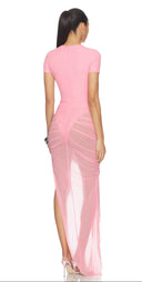 Pink Sheer Maxi Dress