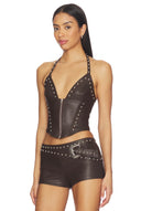 Faux Leather Halter Top