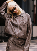 Tanza Faux Leather Jacket Brown - Princess Polly
