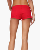 Red Studded Belt Micro Shorts