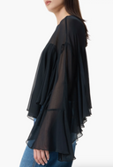 Black Sheer Long Sleeve Top - Robert Rodriguez